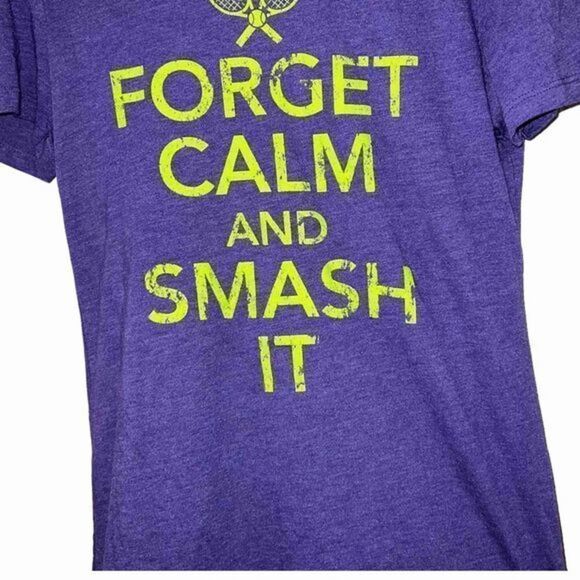 Forget Calm and Smash It tennis graphics Fitted T-Shirt - Picture 3 of 12